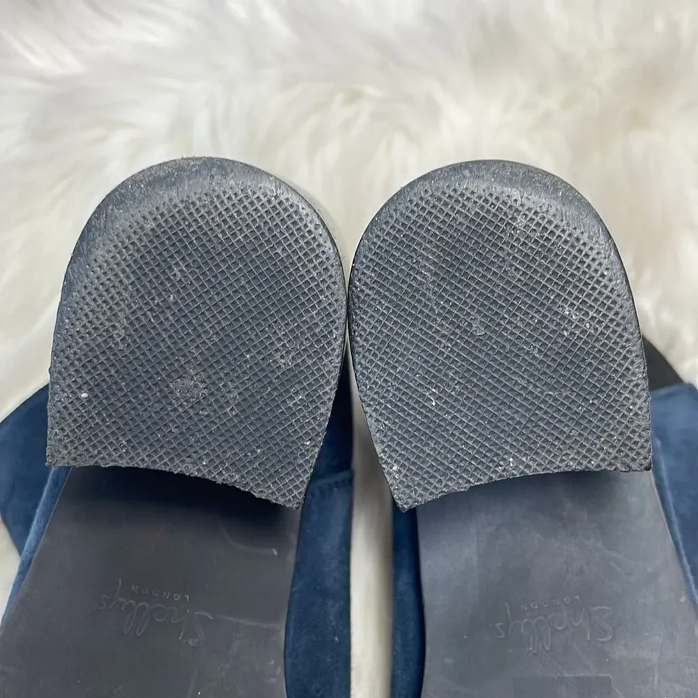Shellys London Blue Kid Suede Pull On‎ Ankle Booties Sz 7.5